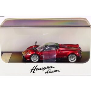 Pagani Huayra Roadster Red Metallic with Carbon Top and Carbon Accents 1/64 Diecast Model Car by LCD Models