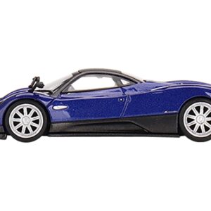 Pagani Zonda F Blu Argentina Blue Metallic with Black Top Limited Edition to 3000 pieces Worldwide 1/64 Diecast Model Car by Mini GT