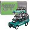 1985 Land Rover Defender 110 County Station Wagon Trident Green with Roof Rack Limited Edition to 2400 pieces Worldwide 1/64 Diecast Model Car by Mini GT