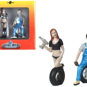 Michele and Derek Tire Brigade 2 piece Figurine Set 1/18 by Motorhead Miniatures