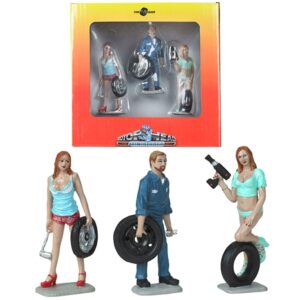 Michelle, Meg and Gary Tire Brigade 3 piece Figurine Set 1/24 by Motorhead Miniatures