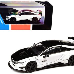 BMW i8 Liberty Walk White and Black 1/64 Diecast Model Car by Paragon