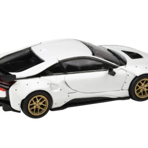 BMW i8 Liberty Walk White with Gold Wheels 1/64 Diecast Model Car by Paragon Models