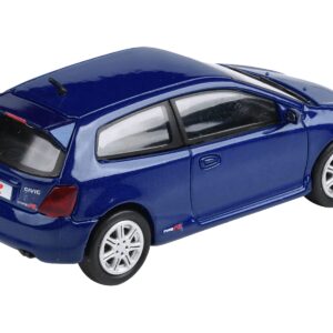 2001 Honda Civic Type R EP3 Vivid Blue Pearl Metallic 1/64 Diecast Model Car by Paragon Models