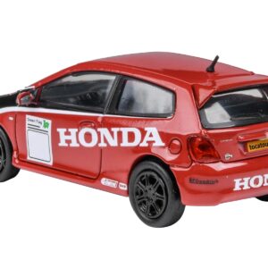 2001 Honda Civic Type R EP3 Red with Graphics “BTCC Honda Racing” 1/64 Diecast Model Car by Paragon Models