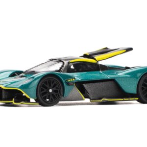 Aston Martin Valkyrie Green Metallic with Carbon Top 1/64 Diecast Model Car by Pop Race