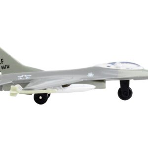 General Dynamics F-16 Fighting Falcon Fighter Aircraft Gray “United States Air Force” with Runway Section Diecast Model Airplane by Runway24