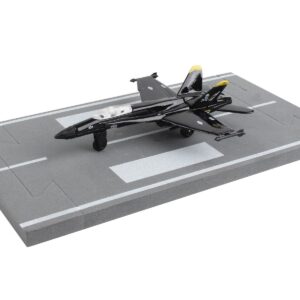 McDonnell Douglas F/A-18 Hornet Fighter Aircraft Black “United States Navy” with Runway Section Diecast Model Airplane by Runway24