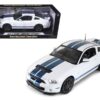 2013 Ford Shelby Cobra GT500 SVT White with Blue Stripes 1/18 Diecast Car Model by Shelby Collectibles