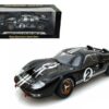 1966 Ford GT-40 MK II #2 Black 1/18 Diecast Model Car by Shelby Collectibles