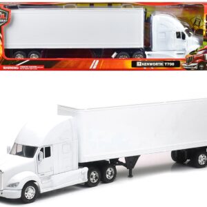 Kenworth T700 Truck with Dry Goods Trailer White “Long Haul Truckers” Series 1/32 Diecast Model by New Ray