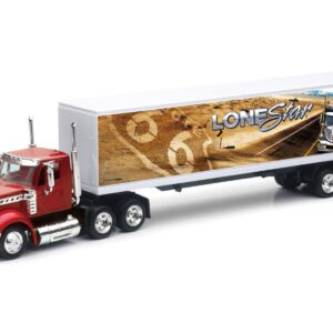 International LoneStar Truck Red Metallic with Trailer “Route 66” “Long Haul Trucker” Series 1/43 Diecast Model by New Ray