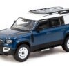 Land Rover Defender 110 Blue Metallic with White Top and Roof Rack “Global64” Series 1/64 Diecast Model by Tarmac Works