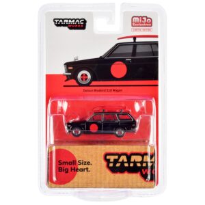 Datsun Bluebird 510 Wagon Black with Red Graphics with Roof Rack and Surfboard “Global64” Series 1/64 Diecast Model Car by Tarmac Works