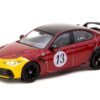 Alfa Romeo Giulia GTAm #13 Red Metallic and Yellow with Black Top “Global64” Series 1/64 Diecast Model by Tarmac Works