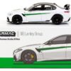 Alfa Romeo Giulia GTAm White with Green Stripes and Black Top “Global64” Series 1/64 Diecast Model by Tarmac Works