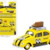 Volkswagen Beetle Low Ride Yellow with Roof Rack and Luggage “Mooneyes” “Collaboration Model” 1/64 Diecast Model Car by Schuco & Tarmac Works